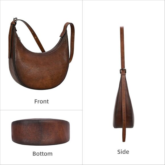 Leather Crossbody Bag Women Hobo Purse Lightweight Designer Shoulder Stylish Cre - Picture 4 of 7